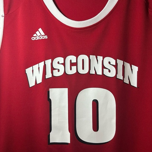 #10 University of Wisconsin red Big Ten Basketball Jersey  Adidas adult XXL - Picture 2 of 9